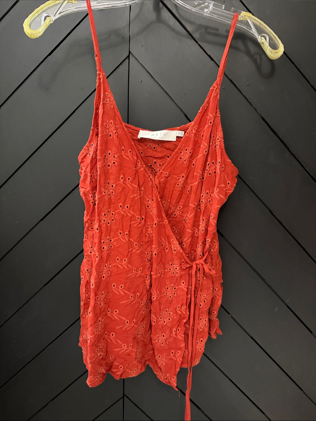 Astr The Label, Rust Eyelet Wrap Cami